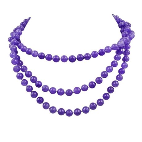 Triple Strand Lavender Jadeite Necklace