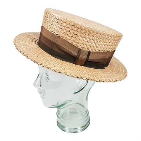Vintage Dobbs Straw Boater Hat