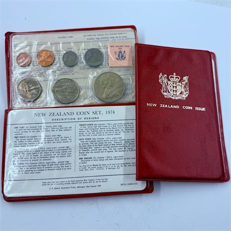 2x 1974 New Zealand Mint Sets