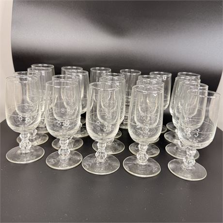 21 Vintage Mini Clear Stem Shot Cordial Glasses Liqueur Aperitif