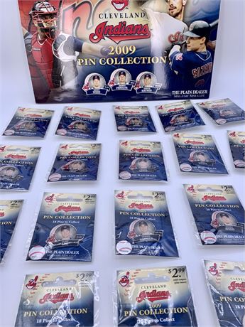 2009 18 pc Cleveland Indians Baseball Plain Dealer Newspaper Pin Collection