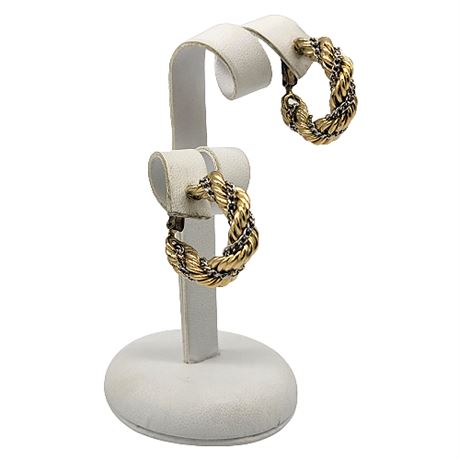 Vintage 12K Gold Filled Twisted Hoop Clip Earrings