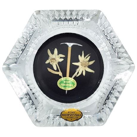 Vintage Bleikristall Eidelweiss Crystal Ashtray, New in Box
