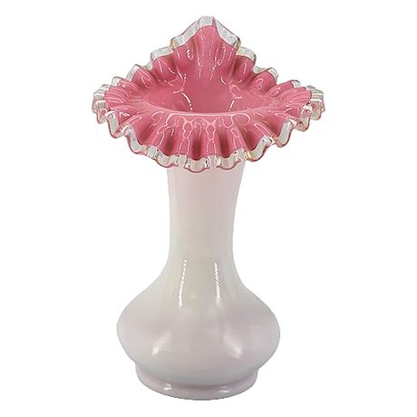 Fenton "Peach Crest" Crimped Tulip Jack-In-The-Pulpit Vase