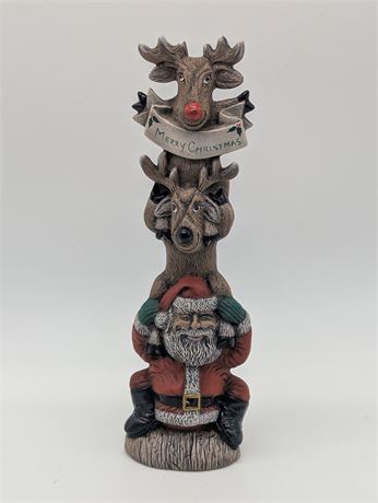 Ceramic Santa with Reindeer Figurine
