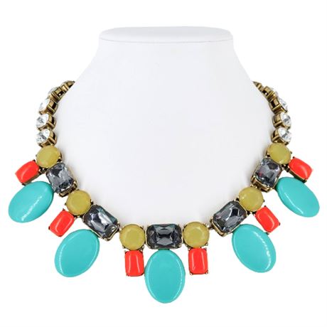 Signed J. CREW Chunky Rhinestone Statement Necklace