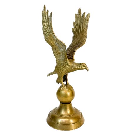 Large Vintage Brass Eagle on Globe Sculpture