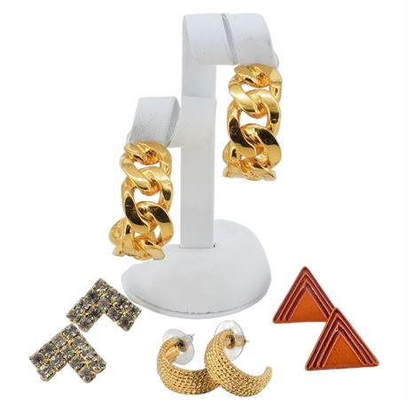 Four Pairs Vtg Pierced Earrings