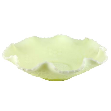 Vintage Fenton UV Reactive Satin Custard Glass Bowl