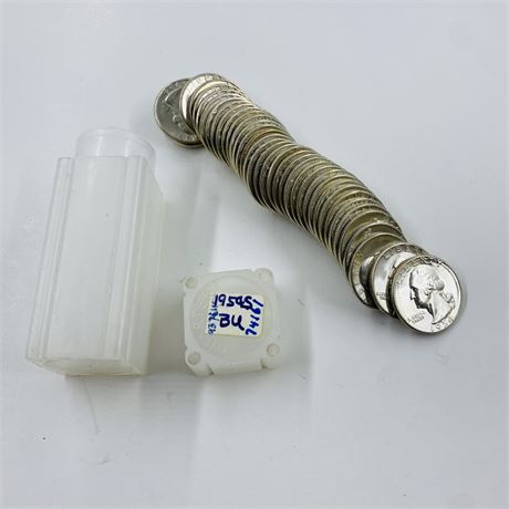 1954-S GEM BU $10 Roll Silver Quarters