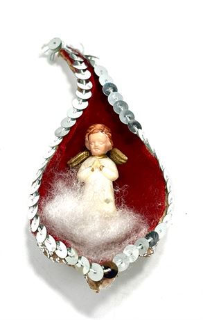 Vtg Handmade Milkweed Pod Angel Christmas Tree Decoration