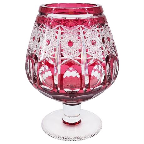 Lausitzer Bleikristall Ruby Cut-to-Clear Bohemian Crystal Snifter Vase