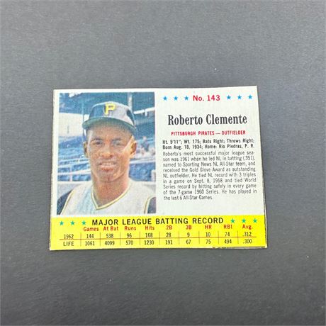 1963 Jello Roberto Clemente Hand Cut #143