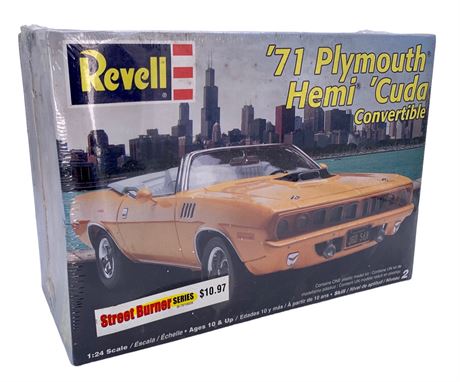 NOS Revell 1:24 1971 Plymouth Hemi Cuda Convertible Muscle Car Model