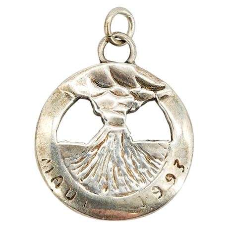 Vintage Sterling Silver Maui 1993 Volcano Pendant