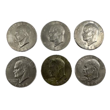 Lot of 6 Eisenhower Dollar Coins