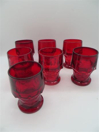 7 Vintage Viking Georgian Thumb Honeycomb Red Drinking Glasses