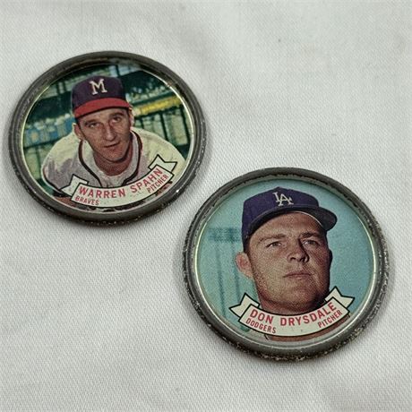 1964 Topps Coins Drysdale + Spahn