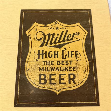 Miller High Life 12.5x16” Retro Metal Sign
