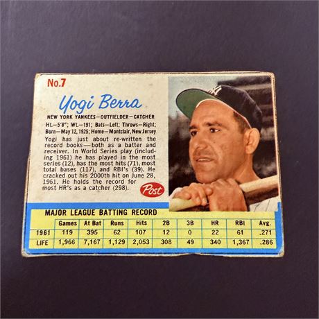 1962 Post Yogi Berra