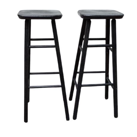 Two tall black stools