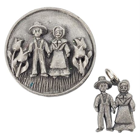 Vintage TORINO Pewter Brooch/Earrings/Pendant Set