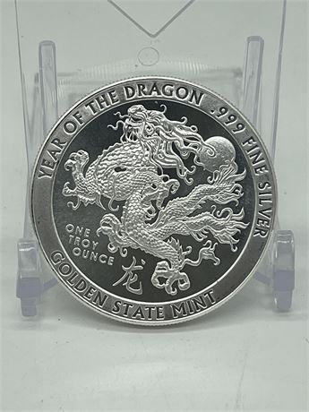 1 Troy Ounce Year of The Dragon Silver Round