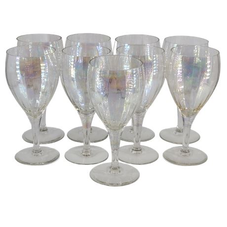 Vintage Iridescent Wine Glasses - Set of 9