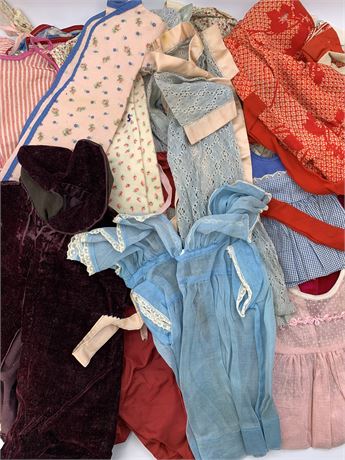 Large Lot of Vintage Doll Clothes, Dresses, Robes