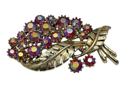 Fabulous Vintage Irridescant Rhinestone Brooch