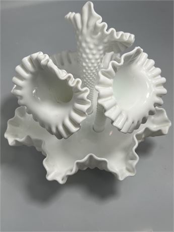 Vintage cornucopia Fenton Westmoreland Milk Glass centerpiece