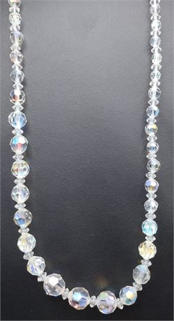 Graduated iridescent bead necklace 27 in Long
