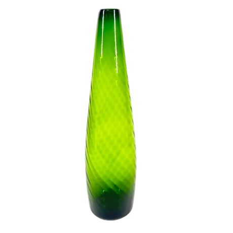Large Empoli Style Green Optic Glass Vase