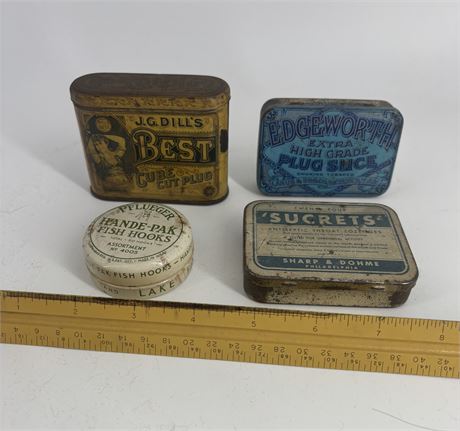 4 Metal Advertising Tins