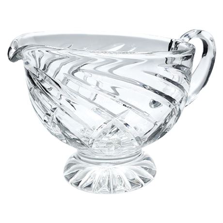 Unmarked Vintage Cut Crystal Footed Sauce Boat