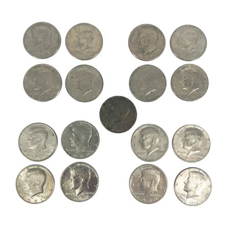 Lot of Vintage Kennedy Half Dollars - See photos for years