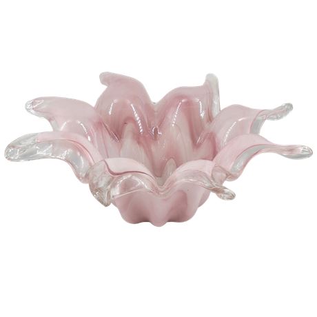 Murano Italian Style Hand Blown Pink Decorative Candy Dish