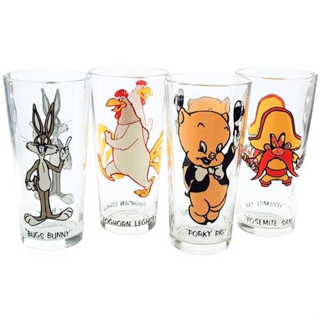 Vintage 1973 Pepsi Warner Brother Collector Glasses, Set of 4