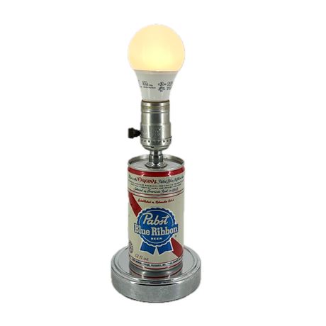 Vintage Pabst Blue Ribbon Beer Can Lamp