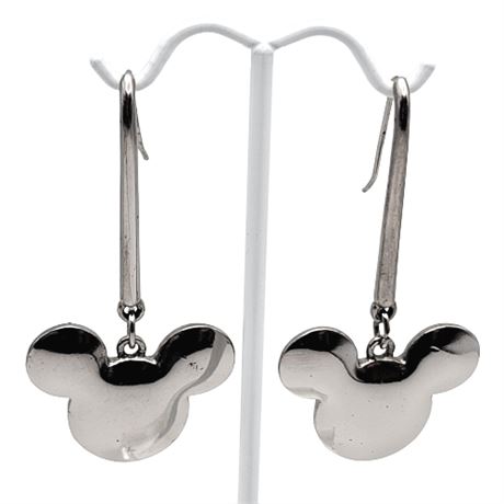 Disney Mickey Mouse Silver Tone Drop Hook Earrings