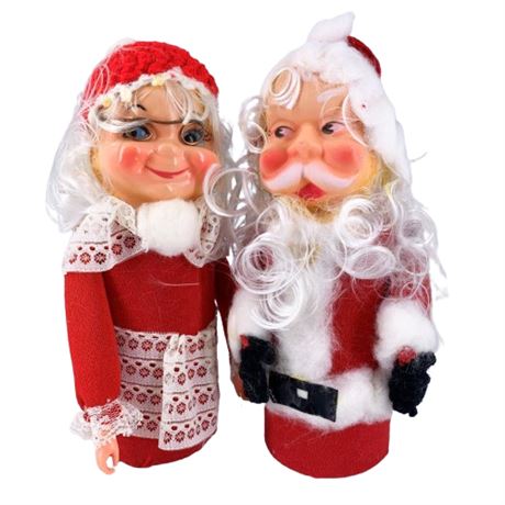 Handmade Santa and Mrs. Claus Bottle Decorations