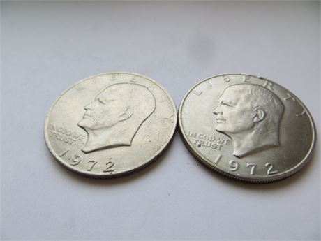 2 1972 Eisenhower Dollars