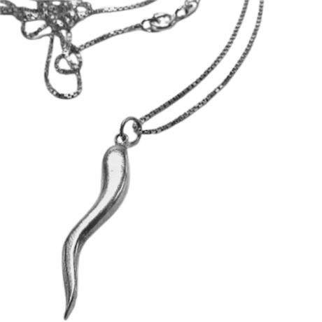 925 Sterling Silver Italian Horn Cornicello Chain Necklace