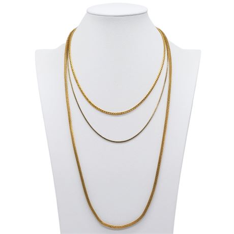 Three Vintage Gold Tone Chain Necklaces
