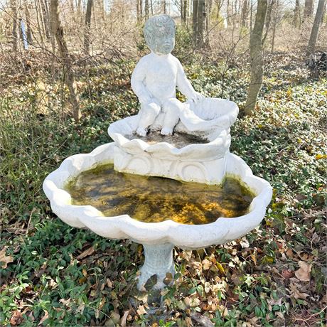 Vintage Concrete Cherub Fountain
