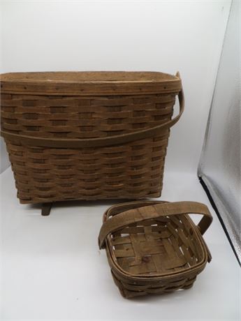 Tall Footed Basket & Small Basket