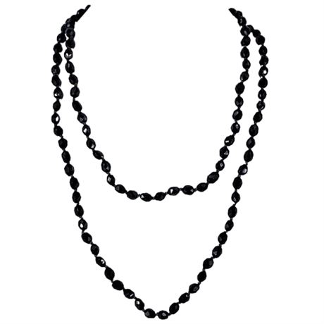 Vintage Deep Red Plastic Beaded Long Strand Necklace