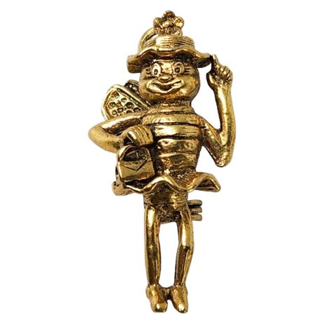Vintage Whimsical Anthropomorphic Lady Bee Brooch