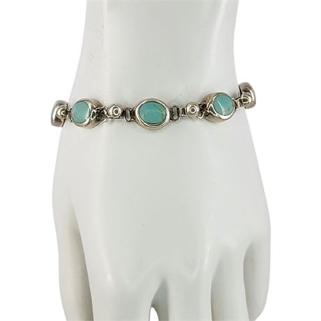 Sterling Silver Turquoise Link Bracelet