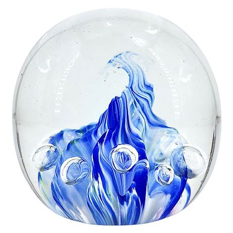 Signed Vintage Art Glass Paperweight